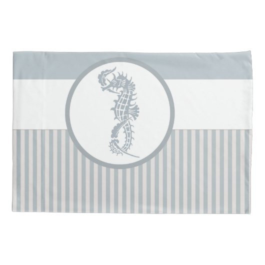 Seahorse Blue Classic Nautical Elegant Kussensloop (Achterkant)