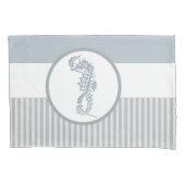 Seahorse Blue Classic Nautical Elegant Kussensloop (Voorkant)