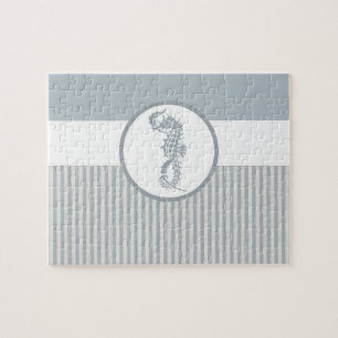 Seahorse Blue Classic Nautical Elegant Legpuzzel
