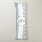 Seahorse Blue Classic Nautical Elegant Lichaamskussen (Achterkant (Verticaal))