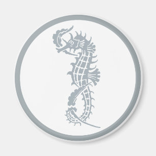 Seahorse Blue Classic Nautical Elegant Magneet