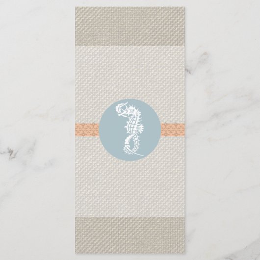 Seahorse Blue Classic Nautical Elegant Menu (Achterkant)