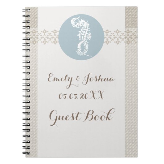 Seahorse Blue Classic Nautical Elegant Notitieboek (Voorkant)