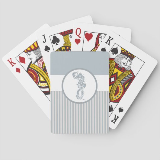 Seahorse Blue Classic Nautical Elegant Pokerkaarten (Achterkant)