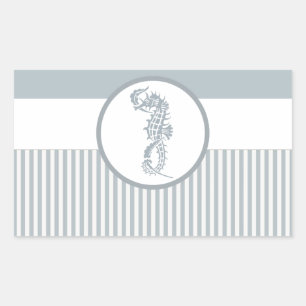 Seahorse Blue Classic Nautical Elegant Rechthoekige Sticker