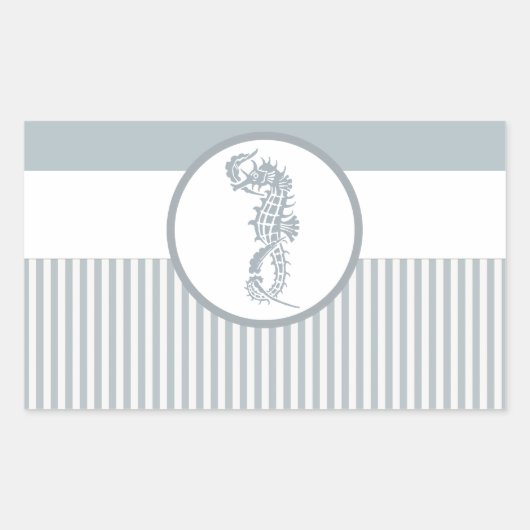 Seahorse Blue Classic Nautical Elegant Rechthoekige Sticker (Voorkant)