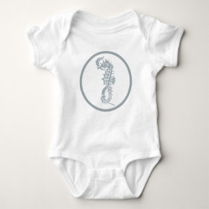 Seahorse Blue Classic Nautical Elegant Romper
