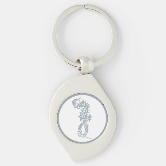 Seahorse Blue Classic Nautical Elegant Sleutelhanger (Voorkant)