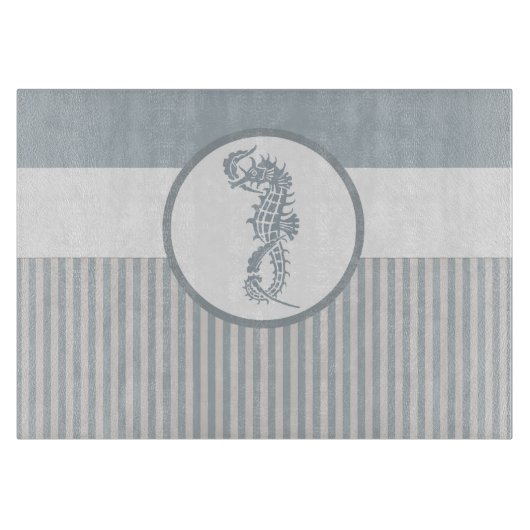 Seahorse Blue Classic Nautical Elegant Snijplank (Voorkant)