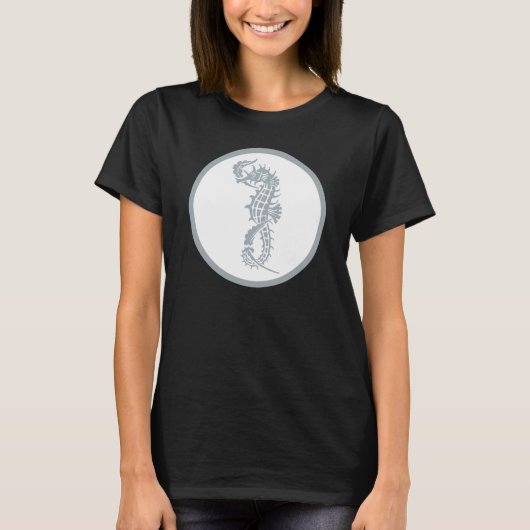 Seahorse Blue Classic Nautical Elegant T-shirt (Voorkant)