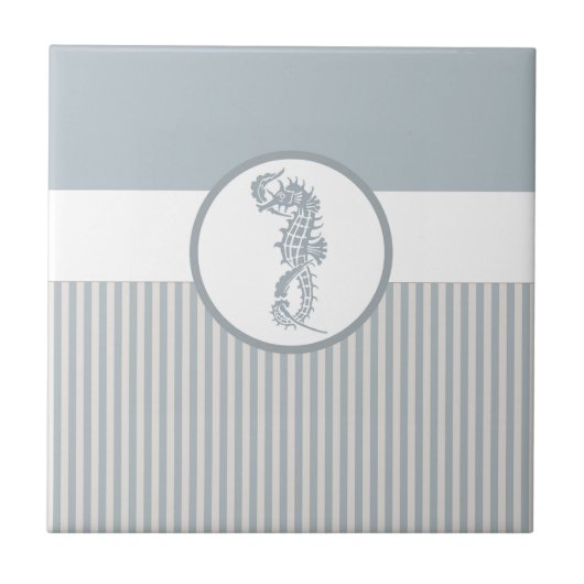 Seahorse Blue Classic Nautical Elegant Tegeltje (Voorkant)