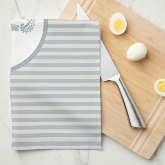 Seahorse Blue Classic Nautical Elegant Theedoek (Quarter Fold)