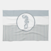 Seahorse Blue Classic Nautical Elegant Theedoek (Horizontaal)