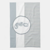 Seahorse Blue Classic Nautical Elegant Theedoek (Verticaal)