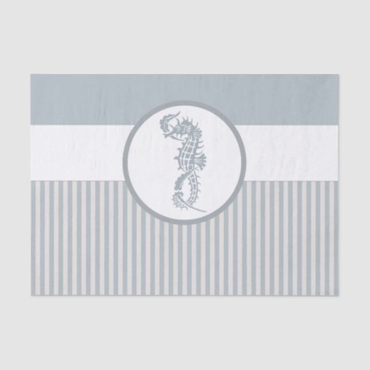 Seahorse Blue Classic Nautical Elegant Tissuepapier (Voorkant)