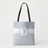 Seahorse Blue Classic Nautical Elegant Tote Bag (Voorkant)