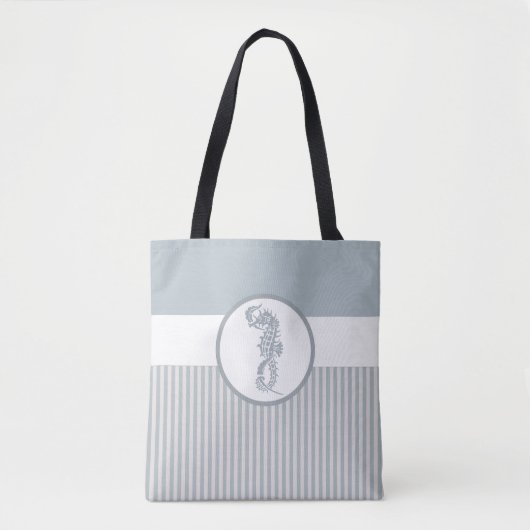 Seahorse Blue Classic Nautical Elegant Tote Bag (Voorkant)