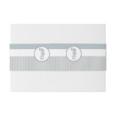 Seahorse Blue Classic Nautical Elegant Uitnodigingen Wikkel (Achterkant Voorbeeld)