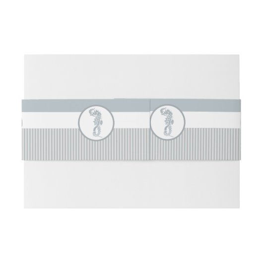 Seahorse Blue Classic Nautical Elegant Uitnodigingen Wikkel (Achterkant Voorbeeld)