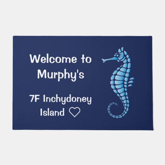 Seahorse Blue Doormat Deurmat (Voorkant)