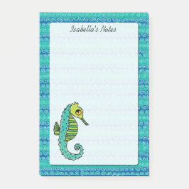 Seahorse Blue en Green Personalized 4 x 6 Post-it® Notes