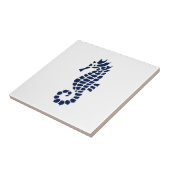 Seahorse Blue en White Coastal Ceramic Tile Tegeltje (Zijkant)