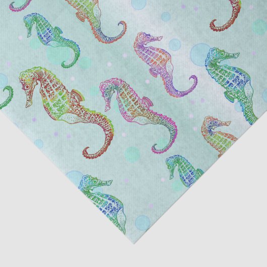 Seahorse Blue Green Tissuepapier (Detail)