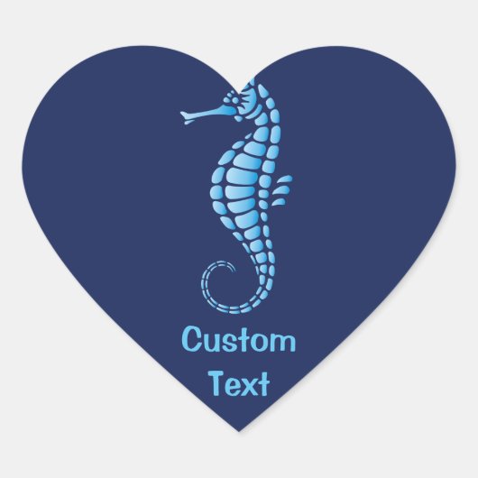 Seahorse Blue Hart Sticker (Voorkant)