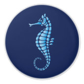 Seahorse Blue Keramische Knop (Voorkant)