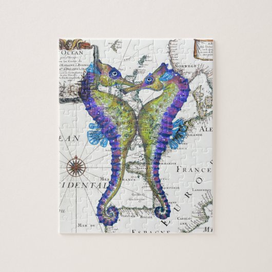 Seahorse Blue Legpuzzel (Verticaal)