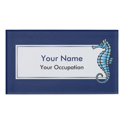Seahorse Blue Naambadge (Voorkant)