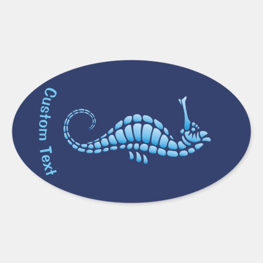 Seahorse Blue Ovale Sticker (Voorkant)