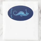 Seahorse Blue Ovale Sticker (Tas)