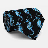 Seahorse Blue Pattern Stropdas (Opgerold)
