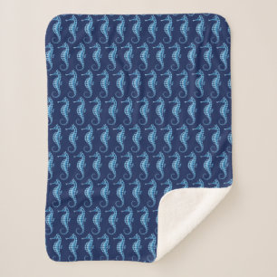 Seahorse Blue Sherpa Deken