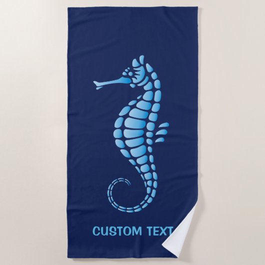 Seahorse Blue Strandlaken (Voorkant)