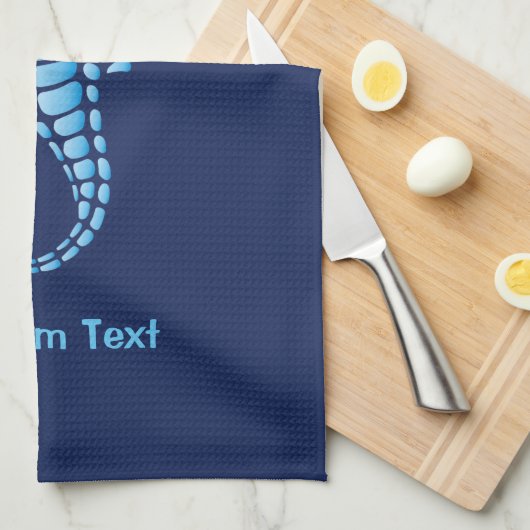 Seahorse Blue Theedoek (Quarter Fold)