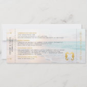Seahorse Boarding Pass Ticket Beach Weddenschap Save The Date (Achterkant)