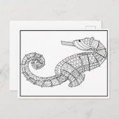 Seahorse Briefkaart - Coloring Kaart (Voorkant / Achterkant)