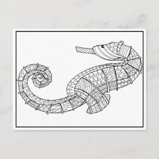 Seahorse Briefkaart - Coloring Kaart