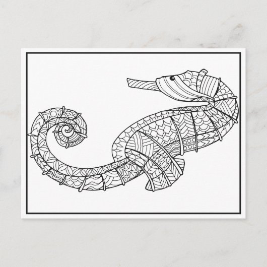 Seahorse Briefkaart - Coloring Kaart (Voorkant)