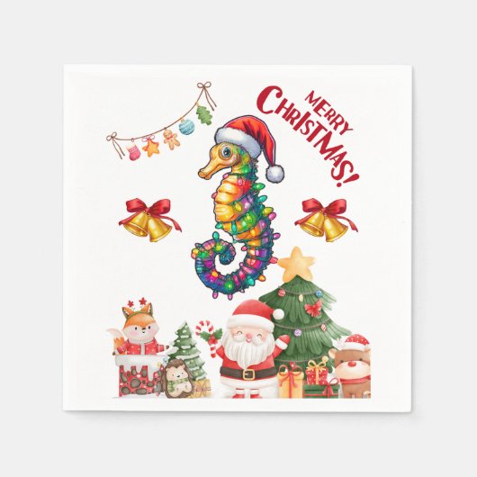 Seahorse Christmas Pet Xmas Servet (Voorkant)