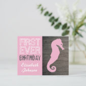 Seahorse Clay Slab Eerste Verjaardag Briefkaart (Staand voorkant)