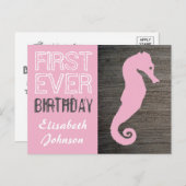 Seahorse Clay Slab Eerste Verjaardag Briefkaart (Voorkant / Achterkant)
