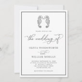 Seahorse Coastal Beach Script Dark Grey Wedding Kaart (Voorkant)