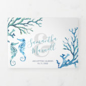 Seahorse Coastal Trifold Wedding Invitation Drieluik Uitnodiging (Cover)
