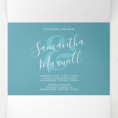Seahorse Coastal Trifold Wedding Invitation Drieluik Uitnodiging (Binnenkant midden)