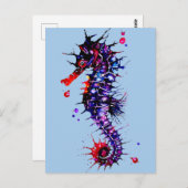 Seahorse Colorful Waterverf Briefkaart (Voorkant / Achterkant)