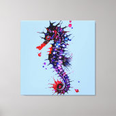Seahorse Colorful Waterverf Canvas Afdruk (Voorkant)