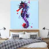 Seahorse Colorful Waterverf Canvas Afdruk (Insitu (Slaapkamer))